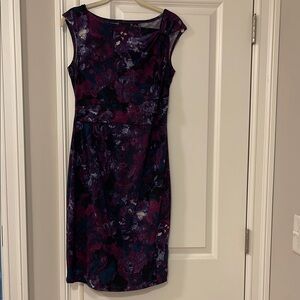 Vintage Tribal Purple Sleeveless Sheath Midi Dress Bateau
